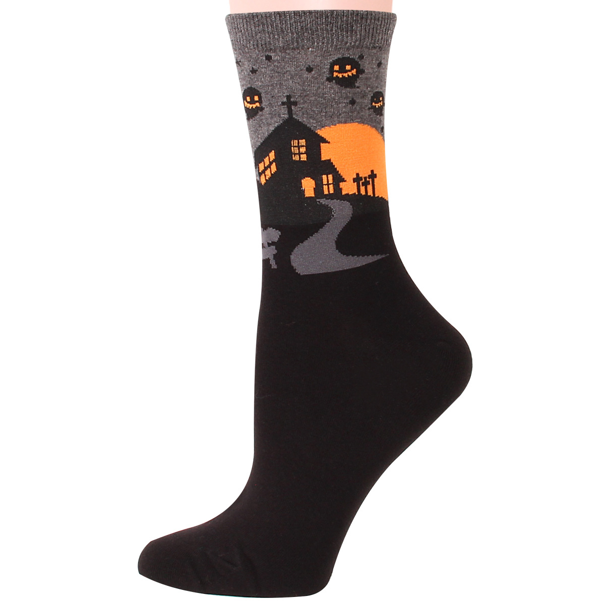 12 Pairs 200 Needle Pumpkin Crew Socks Hot Selling Halloween Socks Bulk Wholesale